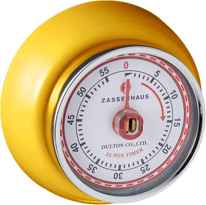 Zassenhaus Magnetic Retro Kitchen Timer, Classic Mechanical Cooking Timer (Yellow) by Zassenhaus