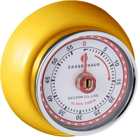 Zassenhaus Magnetic Retro Kitchen Timer, Classic Mechanical Cooking Timer (Yellow) by Zassenhaus