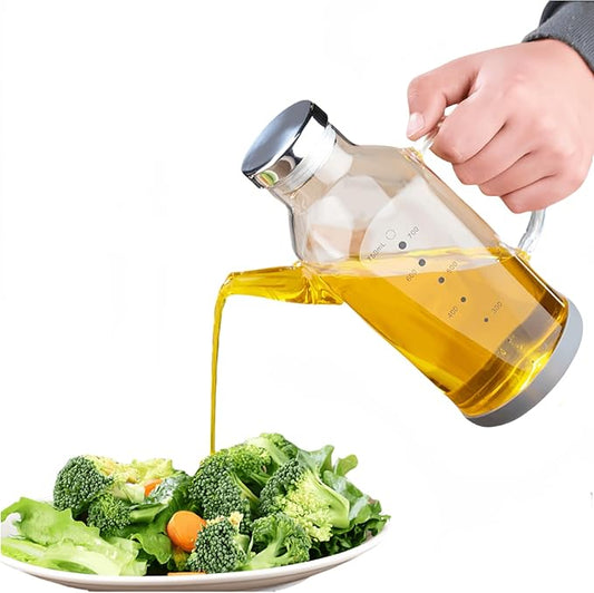High Borosilicate Glass Oil Bottle-Olive Oil Dispenser for Kitchen-Soy Sauce and Vinegar Dispenser Bottle- Cooking Container Cruet-Oil Dispensing Bottles(Transparent, Large/750ml)