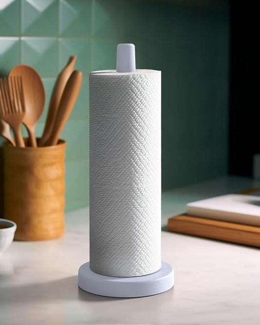KitchLife Wooden Paper Towel Holder Countertop - Solid Freestanding Paper Towel Dispenser Stand with Anti-Skid Base (Cool Gray) by OverDoorHooksKitchenSupplies