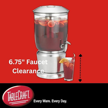TableCraft 75 Upscale 2.5 Gallon Drink Dispenser with Fruit Infuser & Stand, Tritan & Brushed Stainless Steel, Cold Beverage Dispenser for Catering and Home Use - Image 6