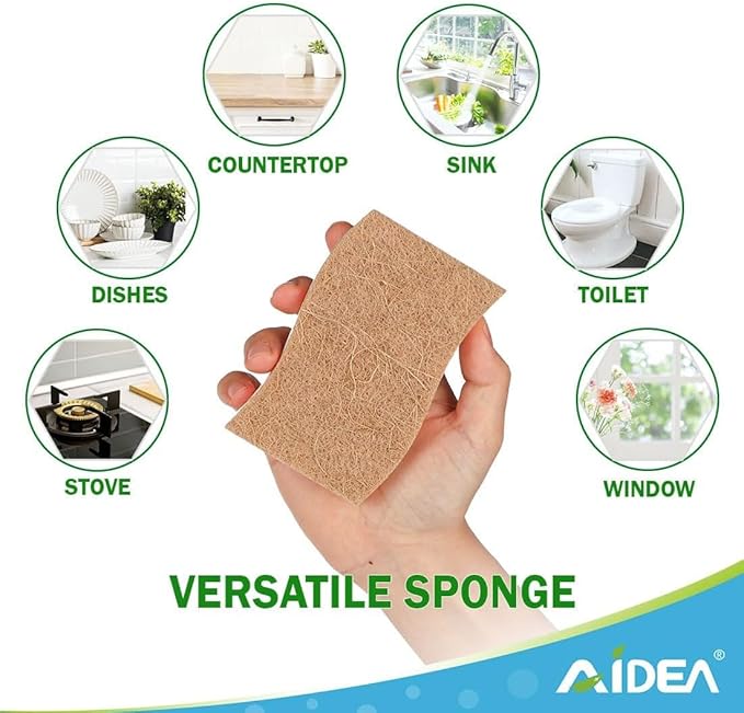 AIDEA Sponges Non Scratch, 12Count, Natural Sponge for Non Stick Cookware, Sponges Kitchen, Cellulose Scrub Sponge for Dishes, Cleaning Power for Kitchen, Bathroom, Household - Image 5