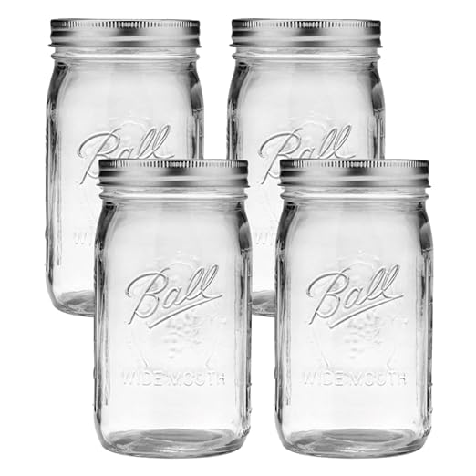 Ball Glass Mason Jars with Lids and Bands, Used for Canning, Pickling, Juice, Jam, Jelly (Quart, 32 Ounce (Pack of 4)) by BallJar