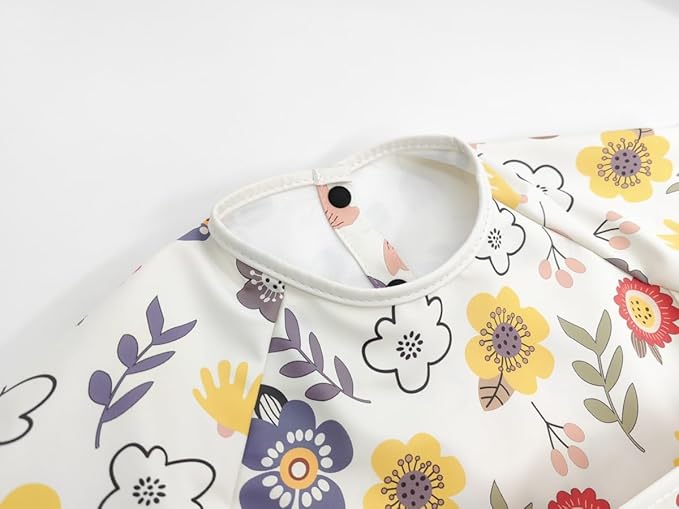 Waterproof Baby Bibs,Infant Toddler Extra Cover Feeding Bib With Food Catcher,Easy Clean & Washable
