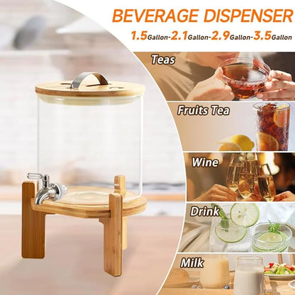 Beverage Dispenser, 1.5 Gallon Glass Drink Dispenser with Stand, Glass water dispenser with Spigot, Large Drink Dispensers for Parties,Bars,Restaurants, 5L - Image 6