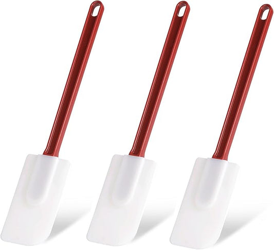 3 PCS Commercial Grade Heat Resistant Silicone Spatulas, 9.5-Inch Rubber Spatulas for Baking, Nonstick & BPA-Free by Heffiso+Silicone+Utensils