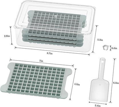 Mini Ice Cube Tray for Freezer: GGUW Nugget Ice Cube Tray with Bin - Crushed Ice Tray Making 4×108 PCS Icecube - Easy Release Iced Maker Trays - Image 2