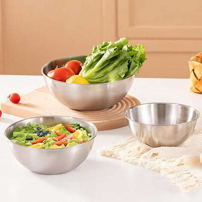 Stainless Steel Salad Bowls Set - Mixing Bowls with Measurement Markings, Snacks Bowls - Small, 1.27 Quart - Serving & Storage Bowls for Mixing, Cooking, Baking, Prepping