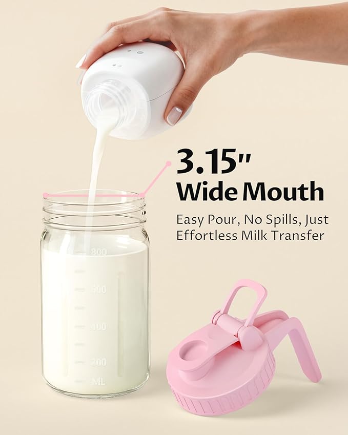 2-Pack 32oz Breast Milk Pitcher – Airtight, Leak-Proof Lids, Easy Pour Spout Glass Milk Storage Container for Milk, Breastmilk, Formula & Beverages, Wide Mouth - Image 4