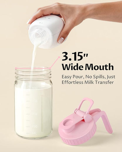 2-Pack 32oz Breast Milk Pitcher – Airtight, Leak-Proof Lids, Easy Pour Spout Glass Milk Storage Container for Milk, Breastmilk, Formula & Beverages, Wide Mouth - Image 4