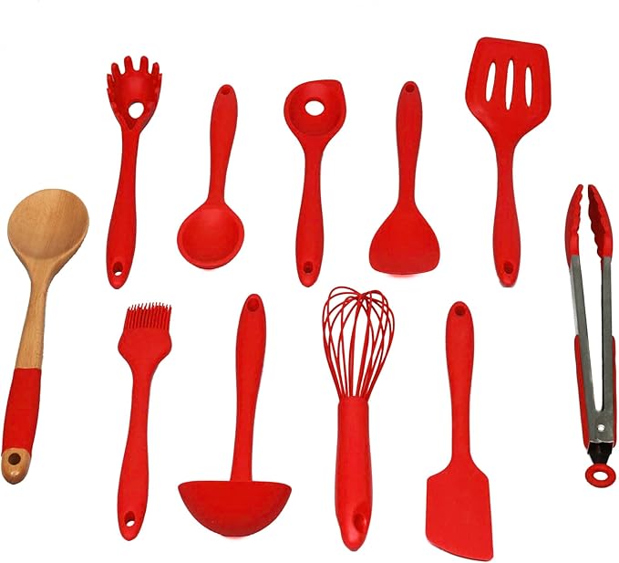 Chef Craft Premium Silicone Kitchen Tool and Utensil Set, 11 Piece Set, Red by ChefCraft