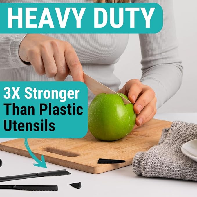 300pcs Disposable Wooden Cutlery Set (150 Forks, 100 Spoons, 50 Knives) Our Heavy Duty Compostable Wood Utensils is FSC Certified Protecting Forests. Zero Plastic Cutlery For Any Occasion - Image 2