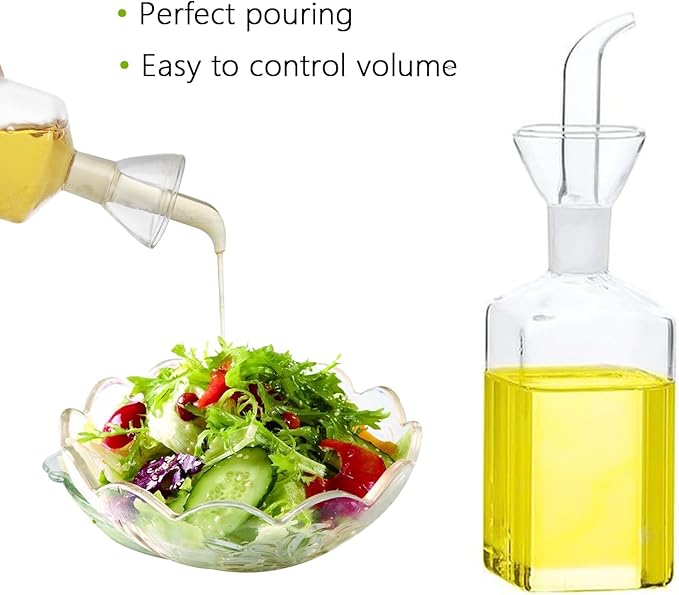 LandHope Oil Bottle Glass Olive Oil Dispenser Bottle Glass Cooking Oil Vinegar Measuring Dispenser With Spout for Kitchen and BBQ (250ml/8.54oz) - Image 2