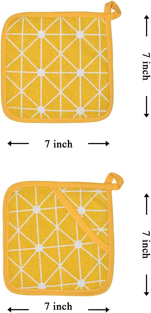 Oven Mitts and Potholders BBQ Gloves-Oven Mitts and Pot Holders with Recycled Infill Silicone Non-Slip Cooking Gloves for Cooking Baking Grilling (4-Piece Set) (Yellow-02) - Image 6
