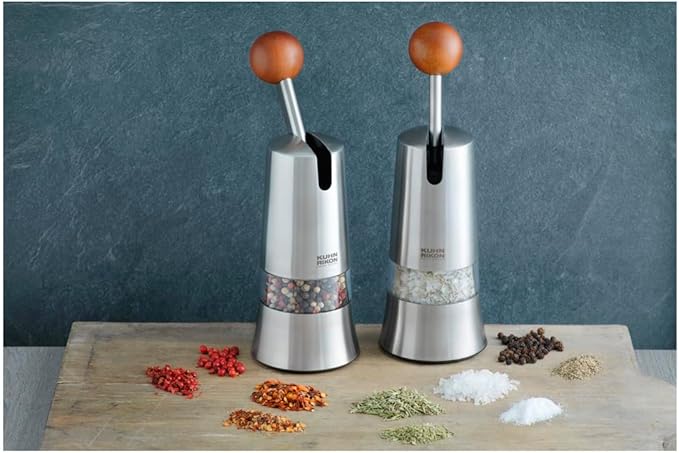 Kuhn Rikon Epicurean Adjustable Ratchet Grinder with Ceramic Mechanism for Salt, Pepper and Spices, 8.5 x 2.75 inches, Stainless Steel - Image 2