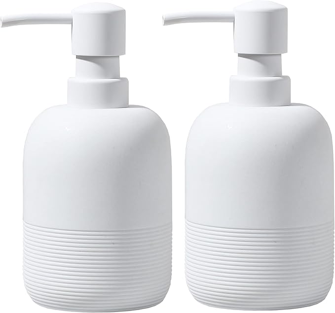 GalDal White Soap Lotion Dispenser with A Spare Pump,Liquid Hand Soap Dispenser Sets for Bathroom Countertop,2pcs/Set Soap Dispenser for Kitchen by GalDal