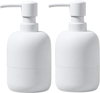 GalDal White Soap Lotion Dispenser with A Spare Pump,Liquid Hand Soap Dispenser Sets for Bathroom Countertop,2pcs/Set Soap Dispenser for Kitchen by GalDal