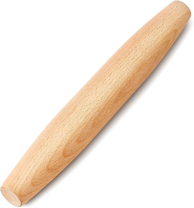 French Rolling Pin for Baking - Tuyotue 7.9 Inches Beech Wood Tapered Rolling Pin Dough Roller for Pizza Dough, Pie Crust Cookie Fondant Dumpling by Tuyotue