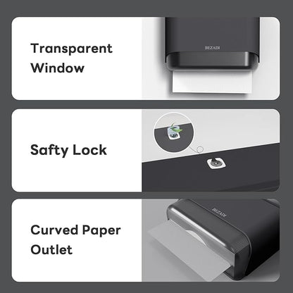 Paper Towel Dispenser,Large Capacity Wall Mount Tissue Dispensers with Smart Lock, Used for Kitchen and Bathroom 200+ Sheets Toilet Paper Holders Silver