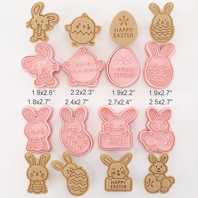 8 Pcs Cookie Cutters Set 3D Holiday Cookie Cutters for Party Baking Decoration (Easter)