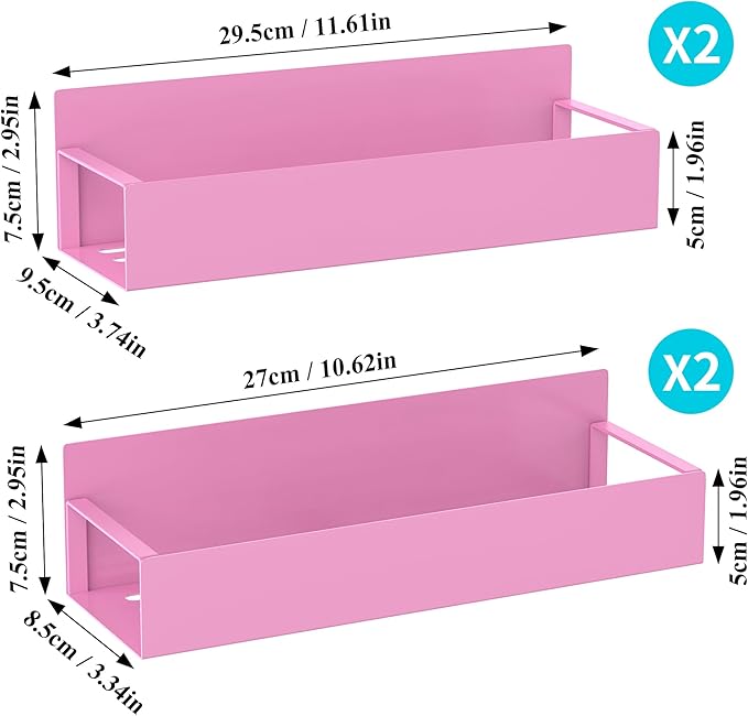 HuggieGems 4 Pack Magnetic Spice Storage Rack Organizer for Refrigerator and Oven, Pink Fridge Organizers and Storage - Image 7