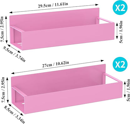 HuggieGems 4 Pack Magnetic Spice Storage Rack Organizer for Refrigerator and Oven, Pink Fridge Organizers and Storage - Image 7