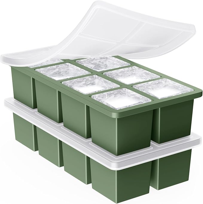 Large Ice Cube Trays for Whiskey: GGOW Big Silicone Ice Cube Trays - Huge Square Ice Cubed Tray for Whisky and Cocktail by GGOW