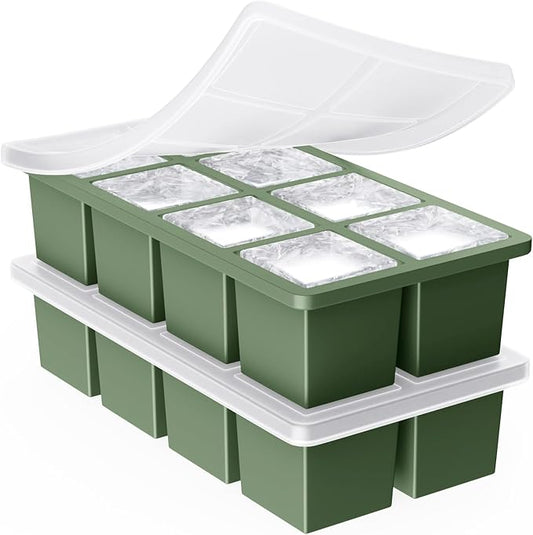 Large Ice Cube Trays for Whiskey: GGOW Big Silicone Ice Cube Trays - Huge Square Ice Cubed Tray for Whisky and Cocktail by GGOW