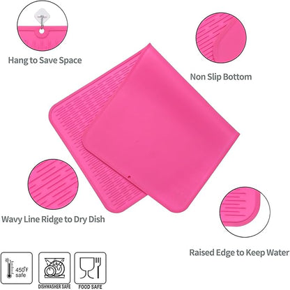 MicoYang Silicone Dish Drying Mat for Multiple Usage,Easy clean,Eco-friendly,Heat-resistant Silicone Mat for Kitchen Counter or Sink,Refrigerator or Drawer Liner Rose 5XL 36inches x 18inches - Image 3