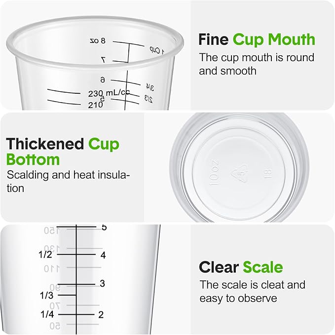 Yunsailing 100 Pack Disposable Measuring Cups for Resin 8 oz Clear Plastic Epoxy Reusable Liquid Mixing Cups for Cooking and Baking Supplies - Image 3