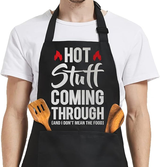 SANDJEST Funny Mens Aprons with Pockets for BBQ Grilling Cooking Grandpa Husband Apron for Birthday Christmas Father's Day