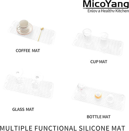 MicoYang Silicone Dish Drying Mat for Multiple Usage,Easy clean,Eco-friendly,Heat-resistant Silicone Mat for Kitchen Counter,Sink,Bar,Bottle,or Cup White M 17 inches x 6 inches - Image 4