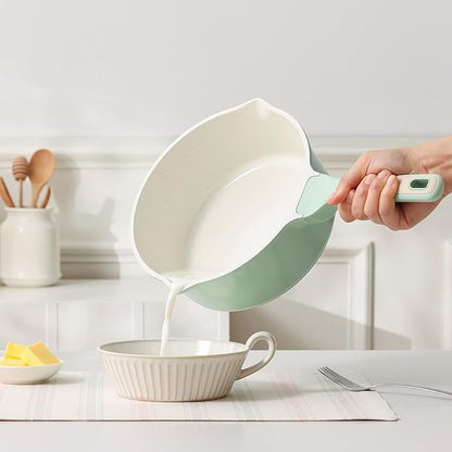 SENSARTE Ceramic Nonstick Saucepan with Double Pouring Spout 3.0 Quarts, Cooking Pot with Stay Cool Handle, Induction Compatible, Ceramic Coating, Free of Intentionally Added PFOA/PFAS, Green
