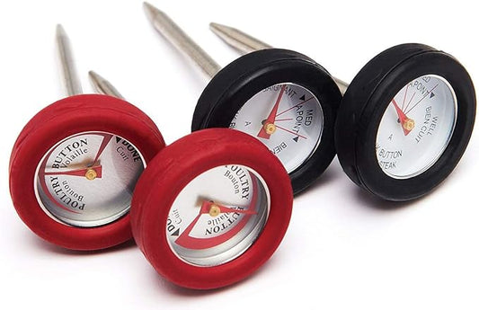 GrillPro 11381 4-Piece Min Meat Thermometers with Bezel , Black