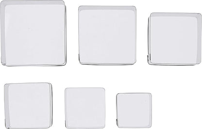 Ateco Plain Edge Square Cutters in Graduated Sizes, Stainless Steel, 6 Pc Set