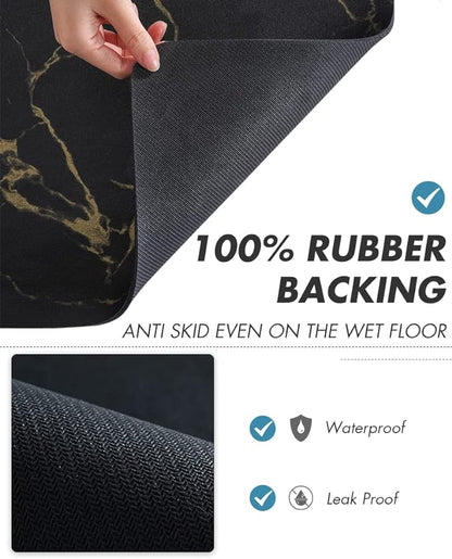 AMOAMI Coffee Mat Hide Stain Rubber Backed Absorbent Dish Drying Mat for Kitchen Counter-Coffee Bar Accessories, Black & Gold, 17"X31.5" - Image 6