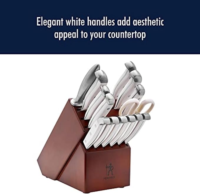 HENCKELS Statement Razor-Sharp 15-Piece White Handle Knife Set with Block, German Engineered Knife Informed by over 100 Years of Mastery - Image 5