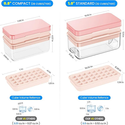 PHINOX Ice Cube Tray with Lid and Bin, Ice Trays for Freezer, Flexible Ice Cube Trays, Making 56 pcs Ice Cubes, Chilling Cocktail, Whiskey, Coffee, with 2 trays, Ice Container, Scoop&Cover, BPA Free - Image 5