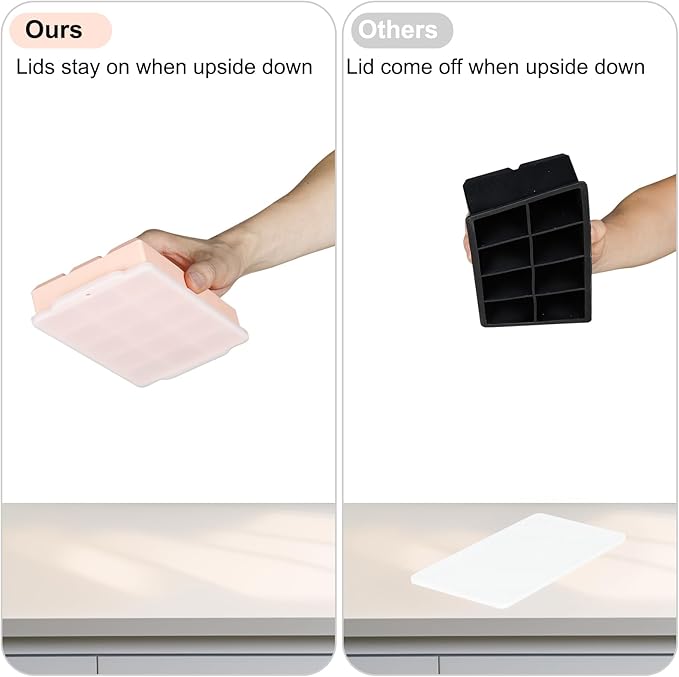 Reespring Silicone Ice Cube Tray, Ice Tray for Freezer with Lid, 3 Pack Ice Cube Trays for Freezer with 45 Flexible Easy Release Ice Trays - Image 2