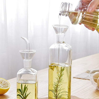 LandHope Oil Bottle Glass Olive Oil Dispenser Bottle Glass Cooking Oil Vinegar Measuring Dispenser With Spout for Kitchen and BBQ (500 ml/17 oz) - Image 2