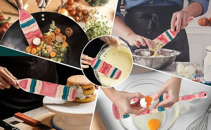 MYRAINBOW A5-3 Spurtle Set, Wooden Utensils for Cooking, Kitchen Utensils Set, Pakkawood Kitchen Cooking Utensils Set, Apartment Essentials Wood Serving Spatula spoon, Home & kitchen Gift - Image 8