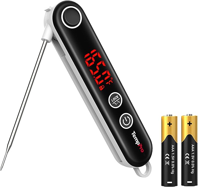 TempPro TP18 Instant Read Meat Thermometer Digital with Thermocouple Sensor, Cooking Food Thermometer for Grill, Smoker, BBQ, Oil Deep Frying, Candy, Kitchen Thermometer Bakeware(Previously ThermoPro) by TempPro