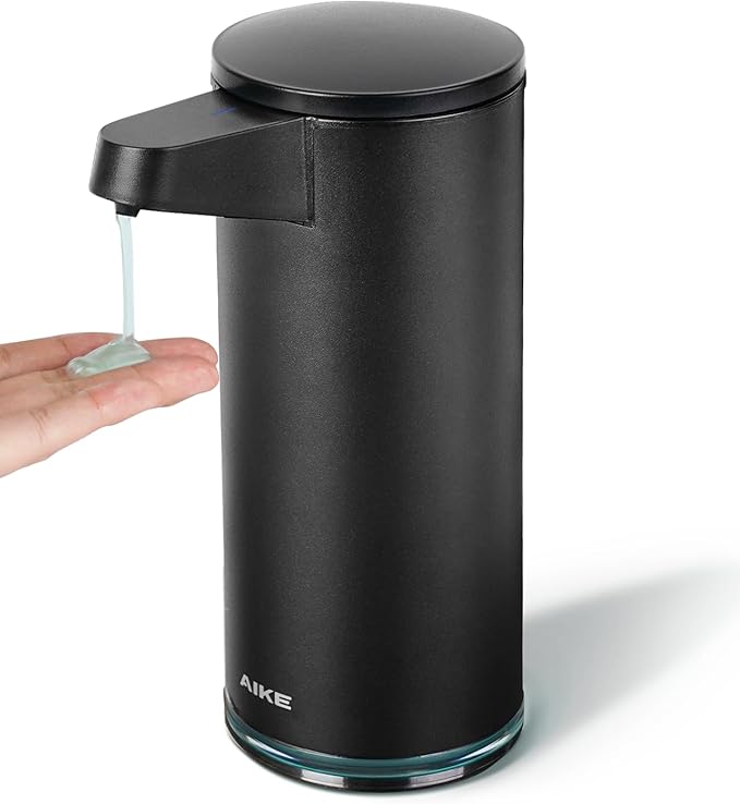 AIKE SensePro Automatic Soap Dispenser Type-C Rechargable, Stainless Matte Black Coating 12.8 fl.oz. for Liquid Soap by AIKE
