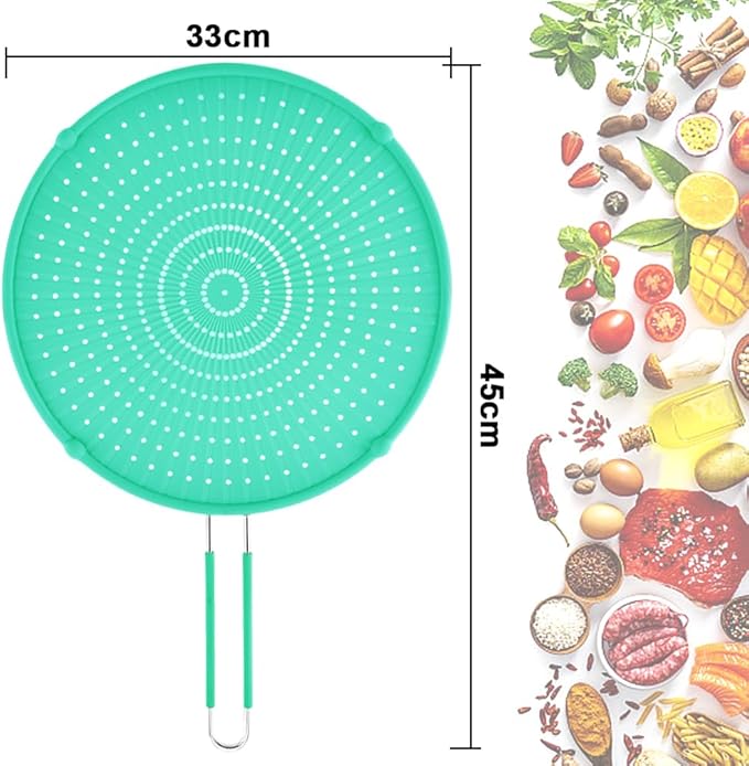 Splatter Screen for Frying Pan, Grease Splatter Guard, Heat-Resistant Splatter Guards for Frying, Silicone Splatter Guard for Everyday Cooking, Dishwasher Safe, Green （16in×12in×0.5in) - Image 2
