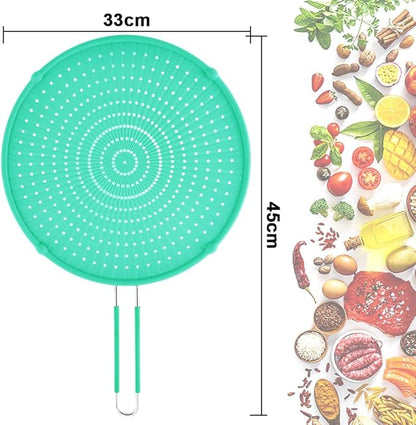 Splatter Screen for Frying Pan, Grease Splatter Guard, Heat-Resistant Splatter Guards for Frying, Silicone Splatter Guard for Everyday Cooking, Dishwasher Safe, Green （16in×12in×0.5in) - Image 2