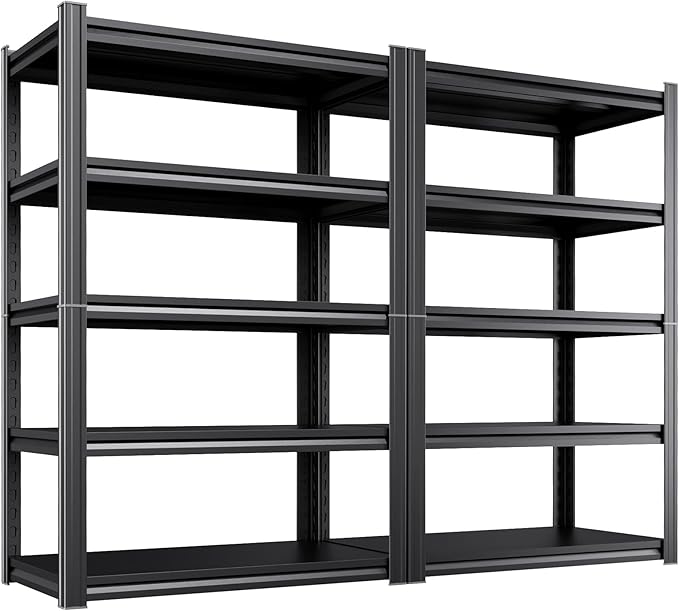 71" Hx35 Wx16 DMetal Garage Shelving 5 Tier Storage Shelves,Adjustable Heavy Duty Shelving Unit and Storage Large Rack,Utility Steel Shelf 2 Pack for Shop Warehouse Industrial Pantry Basement