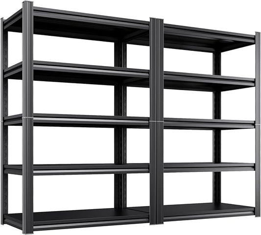 71" Hx35 Wx16 DMetal Garage Shelving 5 Tier Storage Shelves,Adjustable Heavy Duty Shelving Unit and Storage Large Rack,Utility Steel Shelf 2 Pack for Shop Warehouse Industrial Pantry Basement