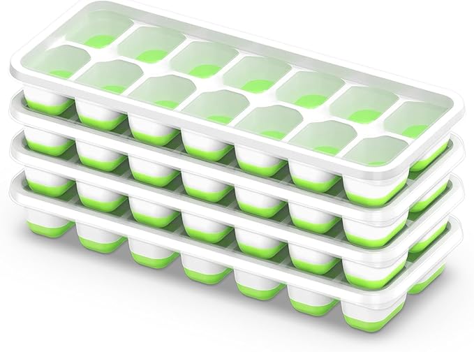 ChefAide Ice Cube Tray with Lid, 4 Packs 56 Cubes Durable Stackable Ice Cube Trays for Freezer with Removable Lids, Easy-Release Plastic & Silicone Ice Tray for Cocktail, Coffee - Image 9