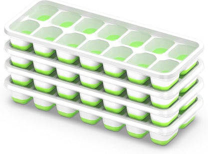 ChefAide Ice Cube Tray with Lid, 4 Packs 56 Cubes Durable Stackable Ice Cube Trays for Freezer with Removable Lids, Easy-Release Plastic & Silicone Ice Tray for Cocktail, Coffee - Image 9