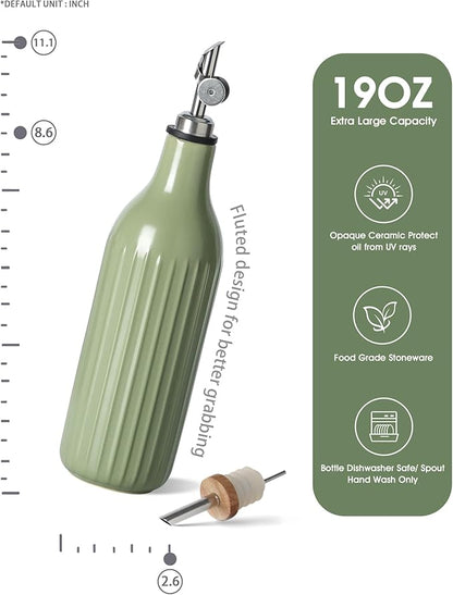 FE FUN ELEMENTS Olive Oil Dispenser Bottle, 19 oz Oil Dispenser for Kitchen and Vinegar Dispenser Bottle, Suitable for Vinegar, Coffee Syrups & Other Liquids, Green - Image 2